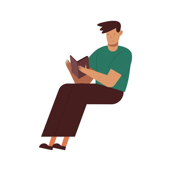 Niño leyendo un libro de diseño de vectores — Vector de stock