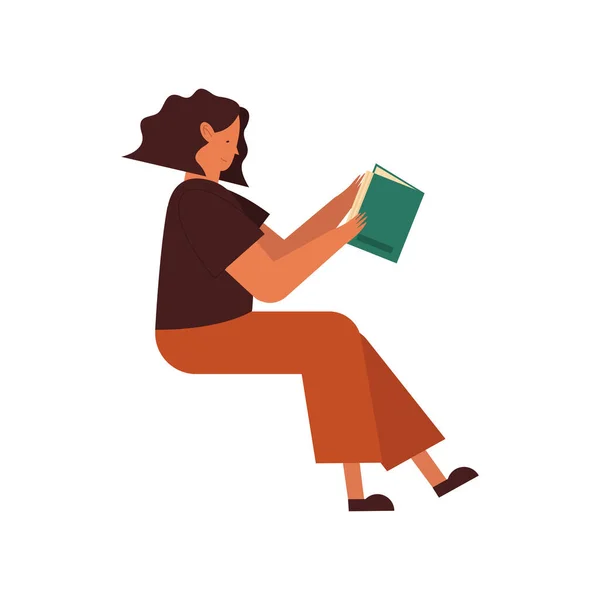 Жінка читає книгу Векторний дизайн — стоковий вектор