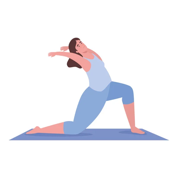 Woman doing yoga on mat vector design — Stock Vector