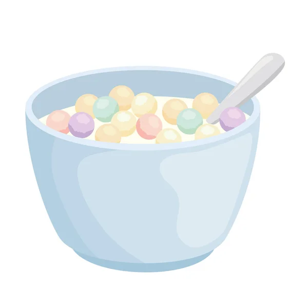 Cuenco de cereales de desayuno con diseño de vectores cuchara — Vector de stock