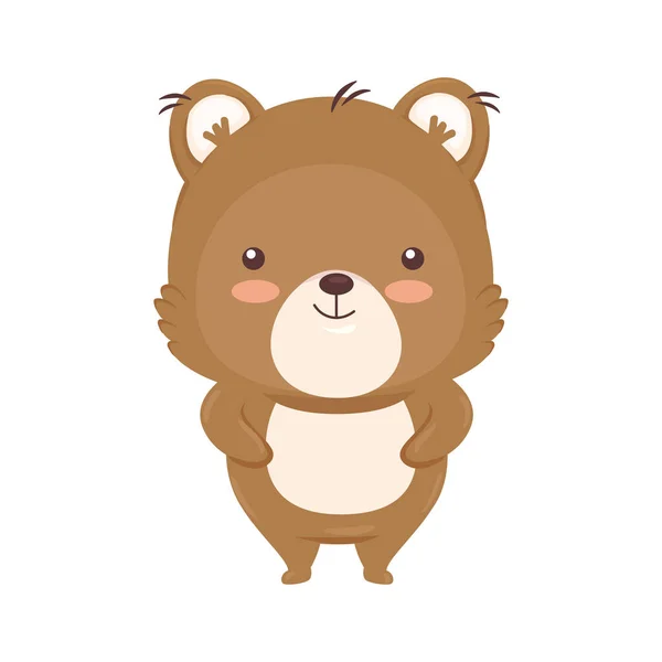Kawaii orso animale disegno del vettore del fumetto — Vettoriale Stock