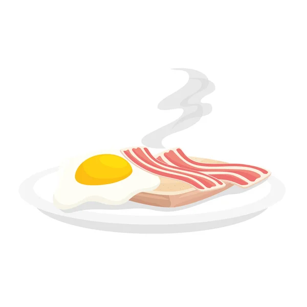 Petit déjeuner pain d'oeuf et bacon vecteur design — Image vectorielle