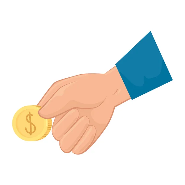 Hand holding coin vector design — Stock Vector