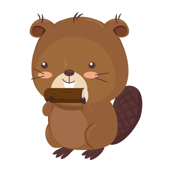 Kawaii bobr zvíře kreslený vektor design — Stockový vektor