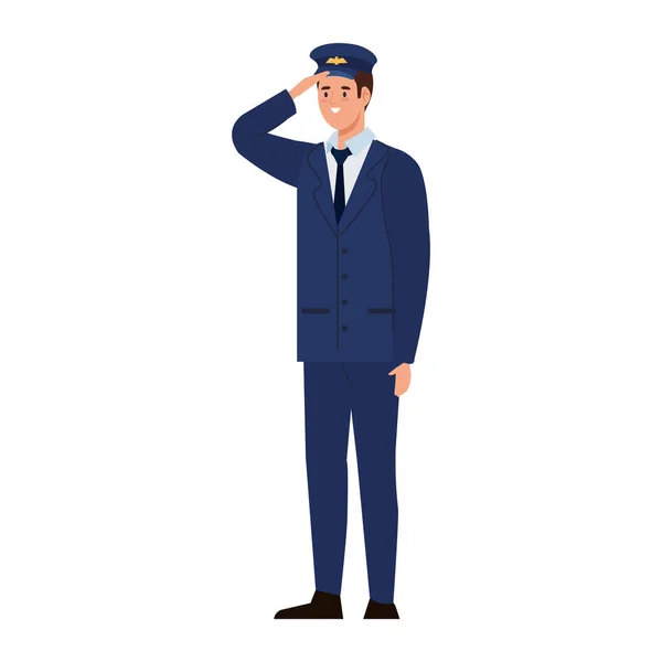 制服キャラクターを持つ航空会社のパイロット船長 — ストックベクタ