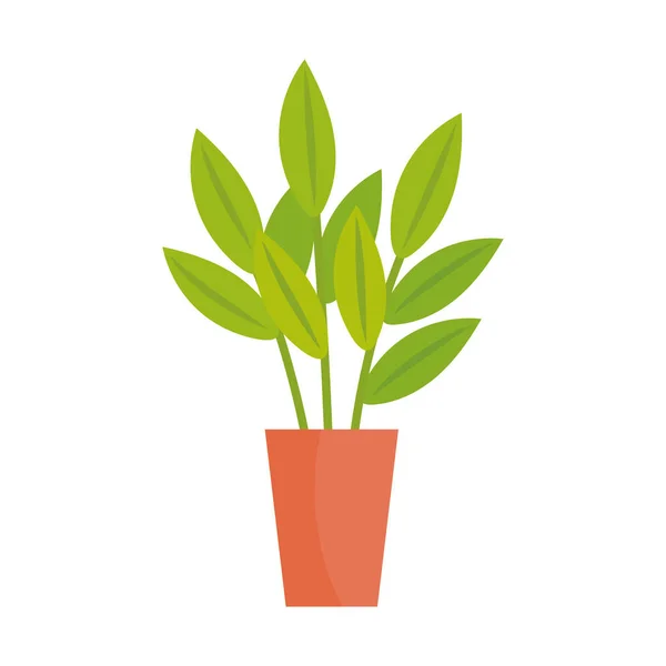 Planta de la casa en maceta de cerámica en color naranja icono aislado — Vector de stock