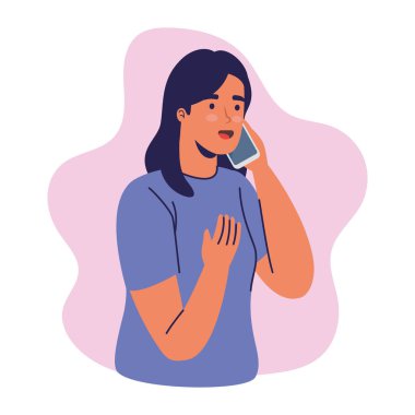 Akıllı telefon karakteri kullanan kadın