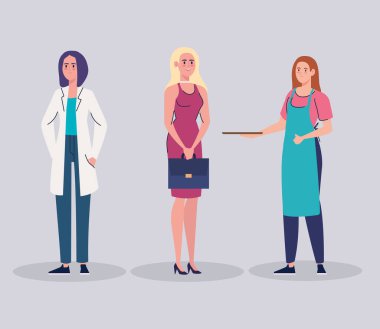 bir grup kadın işçi karakter