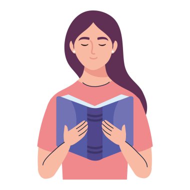 Ders kitabı karakteri okuyan kadın