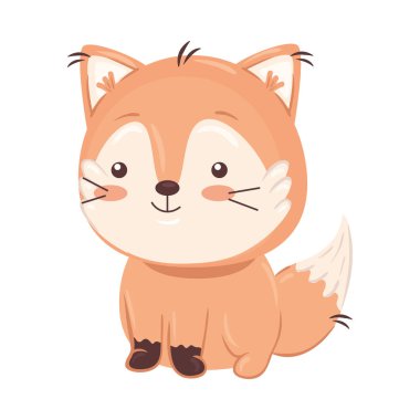 Kawaii tilki hayvan çizgi film vektör tasarımı