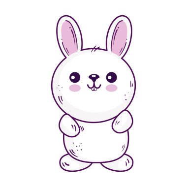 Kawaii tavşan hayvan çizgi film vektör tasarımı
