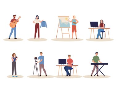 Sekiz yaratıcı genç karakter grubu