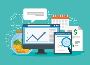 Finans kümesi simgelerine sahip masaüstü