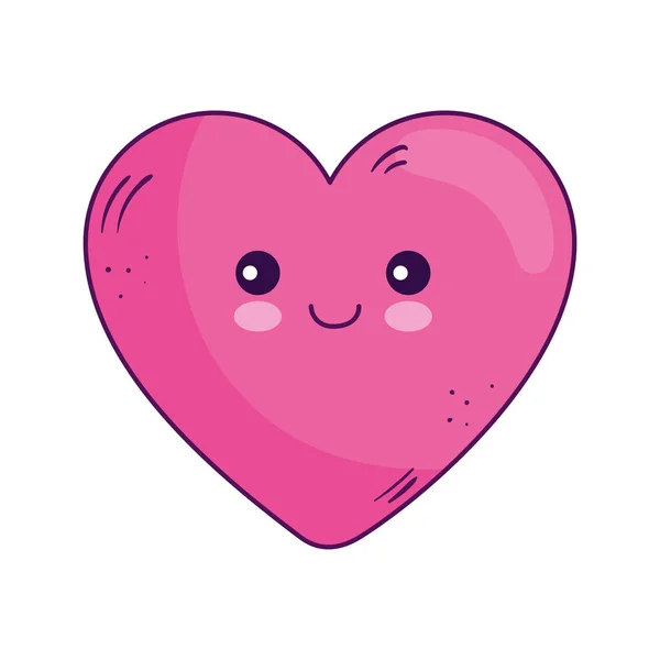 Kawaii cuore cartone animato disegno vettoriale — Vettoriale Stock