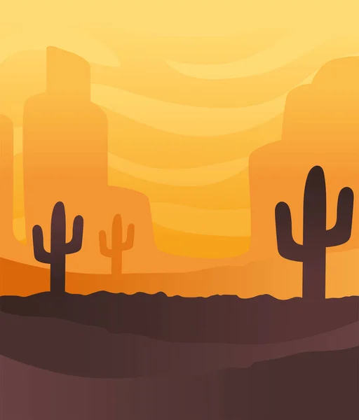 干旱的沙漠抽象景观场景 — 图库矢量图片