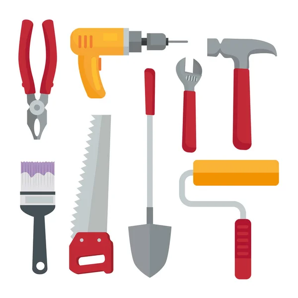 Bundle of eight construction tools set icons — Stock Vector