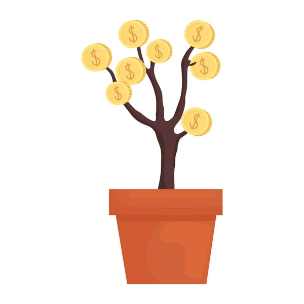 Munten plant pot vector ontwerp — Stockvector