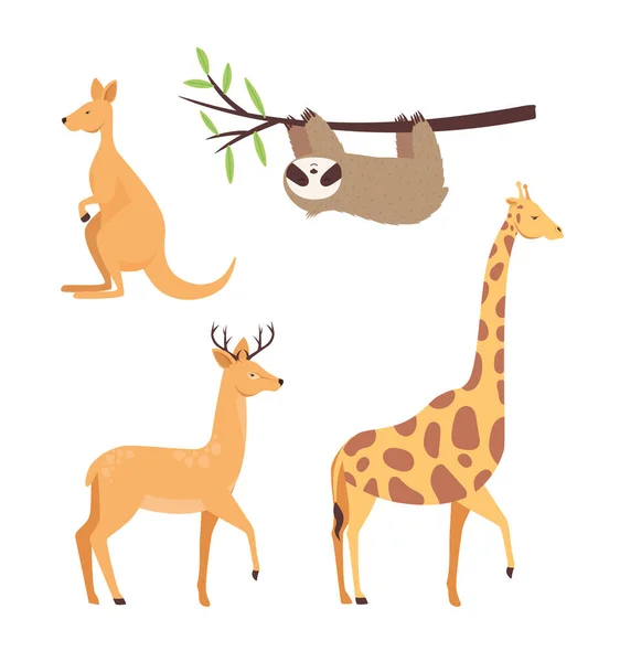 Pakiet czterech ikon dzikich zwierząt — Wektor stockowy
