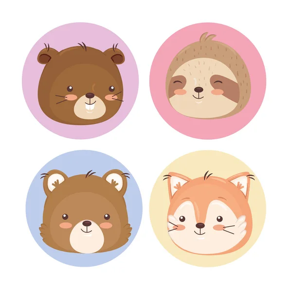 Kawaii animals cartoons icon collection vector design — Stock Vector