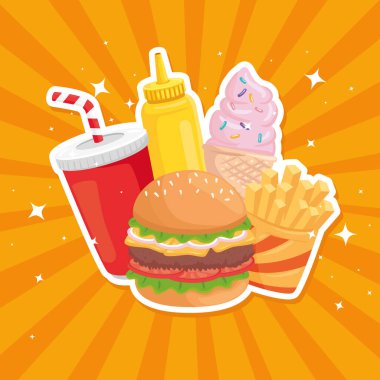 Fast food sembolü vektör demeti tasarımı