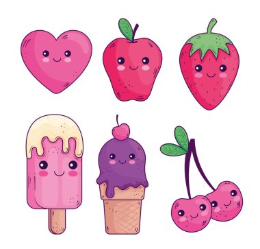 Kawaii karikatür simgesi vektör dizaynı