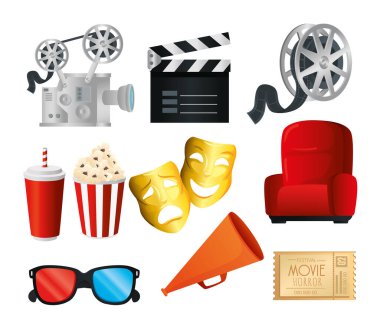 Sinema sembolü koleksiyon vektör tasarımı