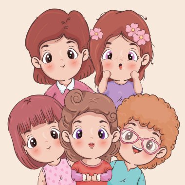 Kızlar izole edilmiş vektör tasarımı çizerler