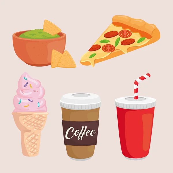 Fast food symbool set vector ontwerp — Stockvector