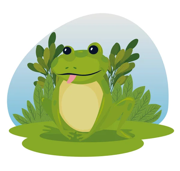 Frog cartoon with leaves vector design — Stock Vector