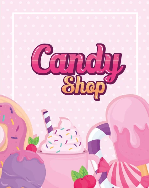 Candy shop icon set vector design — Stock Vector