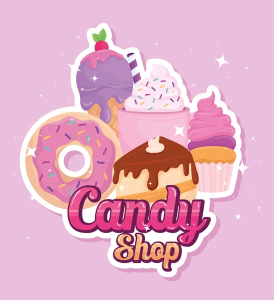Sbírka ikon Candy shop vektorový design — Stockový vektor