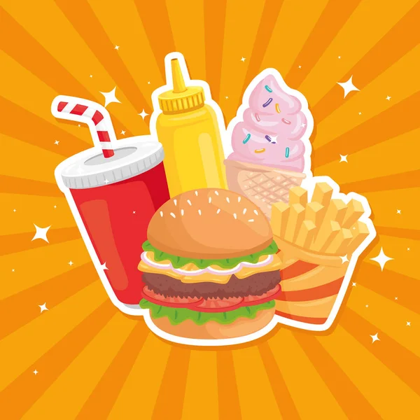 Fast food sembolü vektör demeti tasarımı