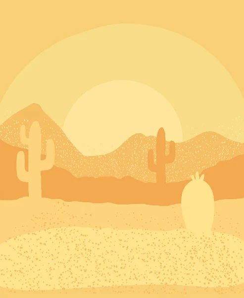 干旱的沙漠抽象景观日落场景 — 图库矢量图片