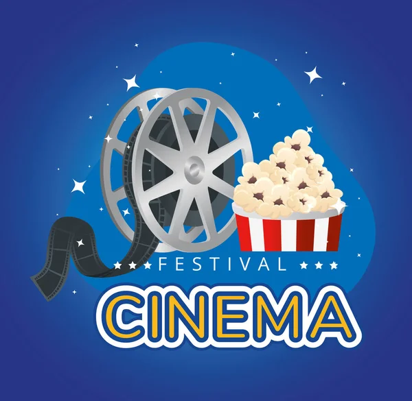 Cinema festival reel and popcorn vector design — Stock Vector