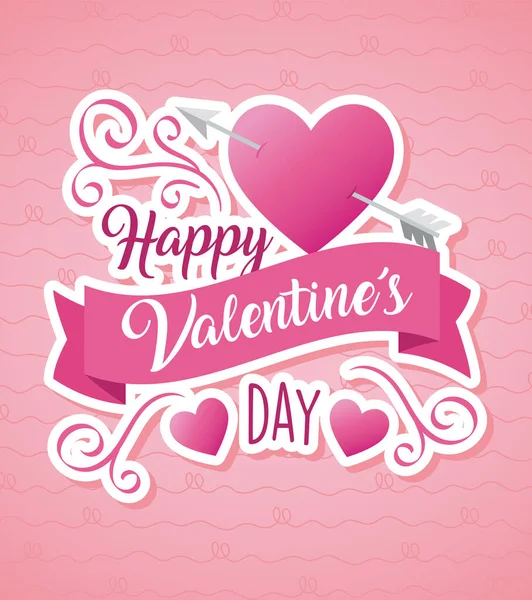 Valentines day poster lettering with arrow in heart — Stock Vector