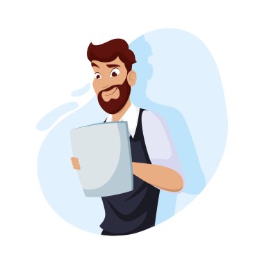 Döküman kağıt vektör tasarımlı adam karikatürü