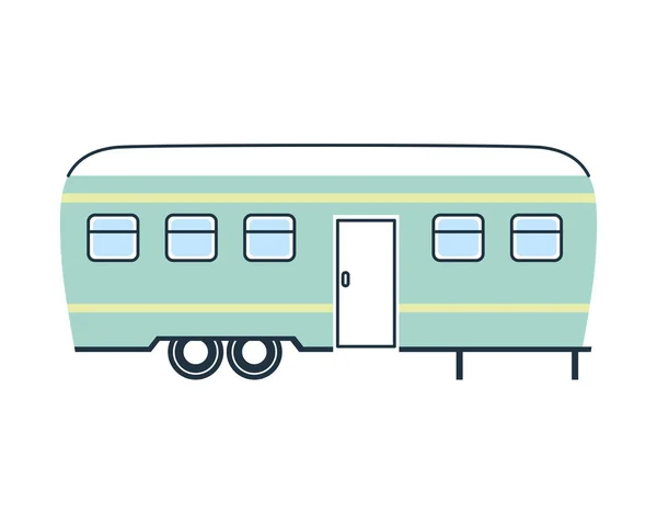 Camper remolque verde y diseño vectorial rayado — Vector de stock