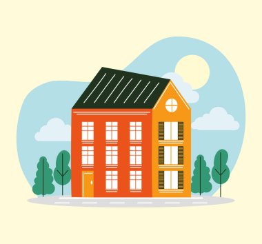 peyzaj vektör tasarımındaki ev