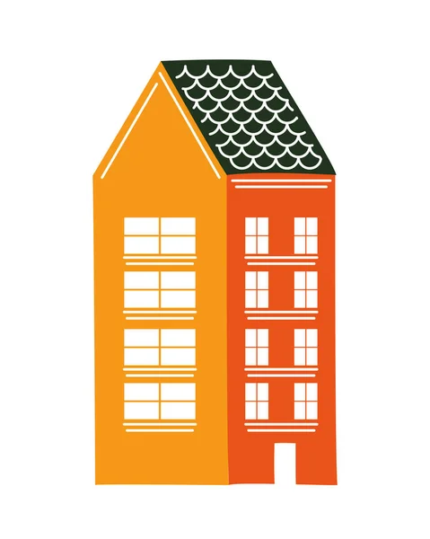 Bâtiment orange avec design vectoriel windows — Image vectorielle