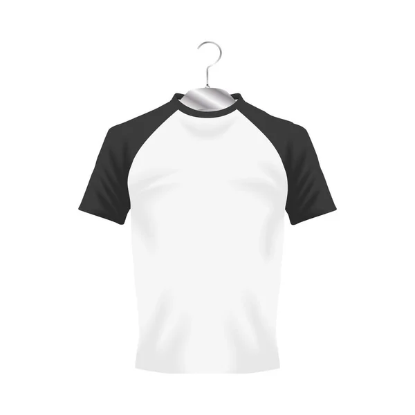 Roupas Mockup branco e preto design vetorial tshirt — Vetor de Stock