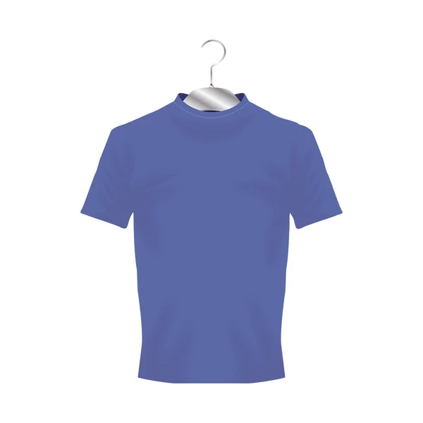 Макет одежды голубая футболка векторный дизайн — стоковый вектор