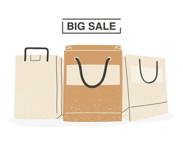 Alışveriş torbaları vektör tasarımlı büyük indirim — Stok Vektör