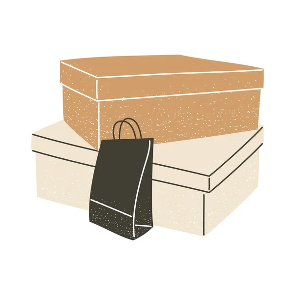Boîtes à provisions et design vectoriel sac — Image vectorielle