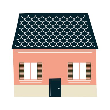 pembe ev izole vektör tasarımı