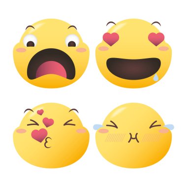 Emojis sembolik vektör tasarımı ile karşı karşıya