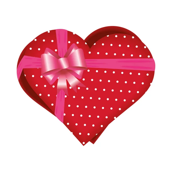 Caja de regalo de corazón con diseño de arco vector — Vector de stock