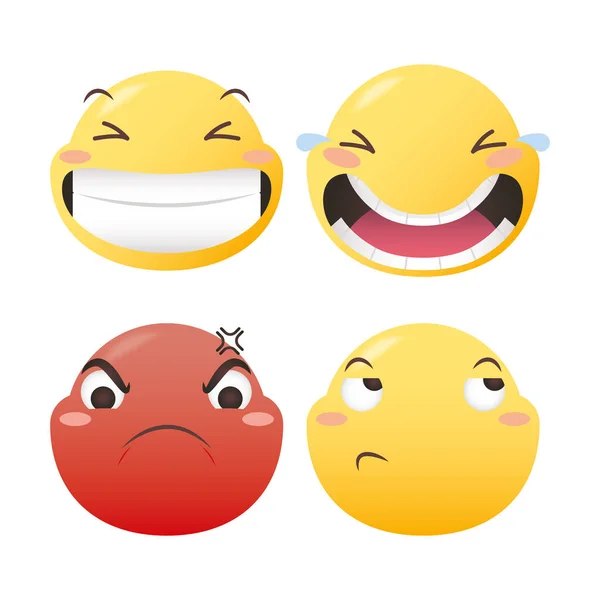 Emojis caras icono conjunto vector diseño — Vector de stock