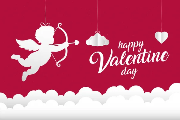 Feliz día de San Valentín Cupido con nubes vector de diseño — Archivo Imágenes Vectoriales