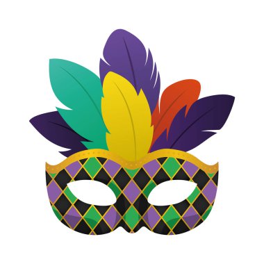 Tüylü siyah maskeli Mardi Gras vektör tasarımı