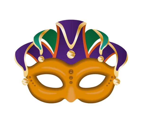 Sombrero arlequín mardi gras con diseño vectorial máscara naranja — Vector de stock